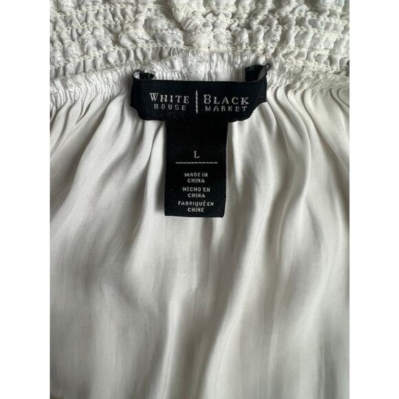 White House Black Market ivory boho peasant top size L - Picture 2 of 5